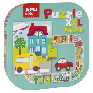 Apli Puzle xxl Ciudad - 20 Piezas de 14.5cm - Circuito Cerrado con Ilustraciones - Doble Diversion - Carton 2mm Brillante - Desarrollo de Habilidades - Regalo Ideal para Niños - Colorido