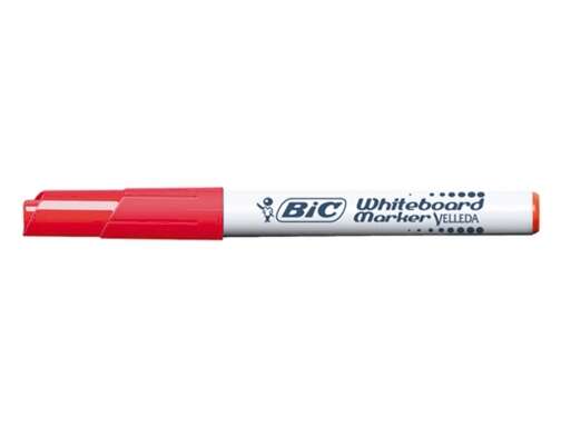 Bic Velleda 1741 Marcador para Pizarra - Punta de 4.5 mm - Trazo 1.4mm - Tinta con Base de Acetona - Borrado Optimo - Larga Duracion - Color Rojo · Pack de 12 uds.