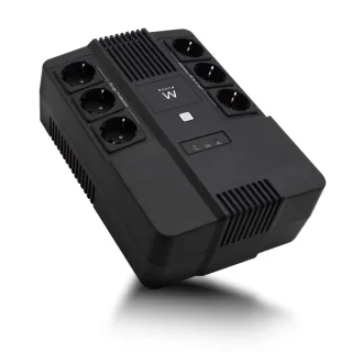 Ewent SAI Interactivo 700VA/390W - 6x Schuko - Toma Tierra - Funcion AVR - Notificacion Sonora y LED - Proteccion Electrica - Bateria de 12V / 7Ah Reemplazable - Permite Montaje en Pared - C