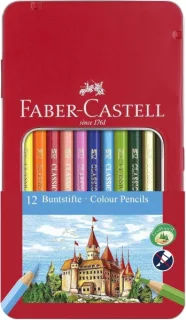 Faber-Castell Classic Colour Caja Metalica con 12 Lapices de Colores Hexagonales - Resistencia a la Rotura - Colores Surtidos