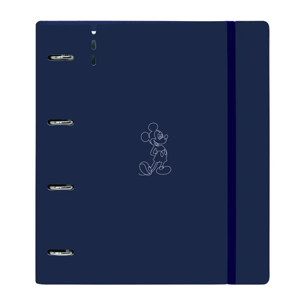 Safta Mickey Mouse Good Day Carpeta con 4 Anillas 35mm - Tapas de PP Foam - Recambio 100 Hojas - Cierre Elastico - Ranura para Boligrafo - Incluye Separadores - 270x40x320mm - Color Azul Marino