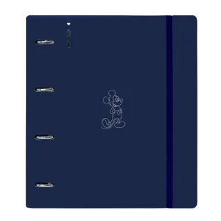 Safta Mickey Mouse Good Day Carpeta con 4 Anillas 35mm - Tapas de PP Foam - Recambio 100 Hojas - Cierre Elastico - Ranura para Boligrafo - Incluye Separadores - 270x40x320mm - Color Azul Mar