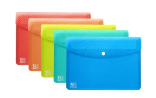Oxford Urban A6 Sobre Portadocumentos de Plastico Rigido Translucido A6 - Capacidad hasta 40 Hojas - Cierre de Broche - Colores Surtidos · Pack de 5 uds.