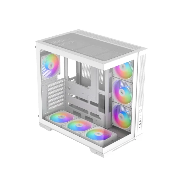 Sama V52 Caja Torre ATX - Lateral Cristal Templado - 2 x USB-A 3.0, USB-C 3.2 - 1 x Audio + Micro - 7 Ventiladores ARGB - Color Blanco