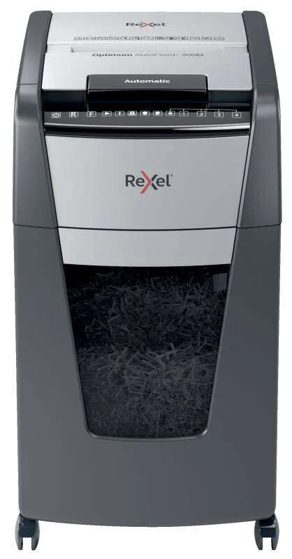 Rexel Optimum Autofeed 300M Destructora Automatica de Microcorte - Alimentacion Automatica de Hasta 300 Hojas - Micro Corte P-5 - Negro