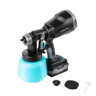 Cecotec CecoRaptor Color 4020 Ultra Pistola para Pintar Inalambrica - 65W - 700ml/min - Bateria 4Ah 20V - Deposito de 1L - Incluye Accesorios - Mango Antideslizante - Color Negro y Azul