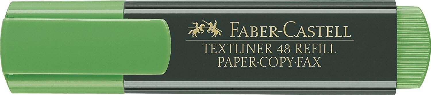 Faber-Castell Rotulador Marcador Fluorescente Textliner 48 - Punta Biselada - Trazo entre 1.2mm y 5mm - Tinta con Base de Agua - Color Verde · Pack de 10 uds.