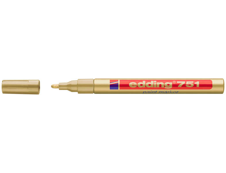 Edding 751 Rotulador Permanente - Punta Redonda - Trazo entre 1 y 2 mm. - Tinta Opaca - Secado Rapido - Color Oro · Pack de 10 uds.