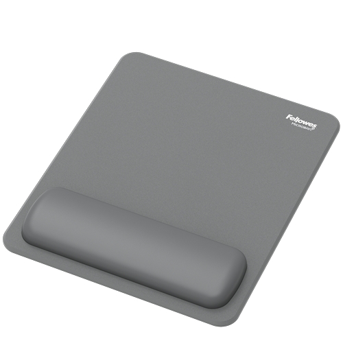 Fellowes Breyta Alfombrilla con Reposamuñecas - Revestimiento Antipolvo - Proteccion Antimicrobiana - Tacto Suave - Fabricado con Material Reciclado - 24x20x1.75cm - Color Gris