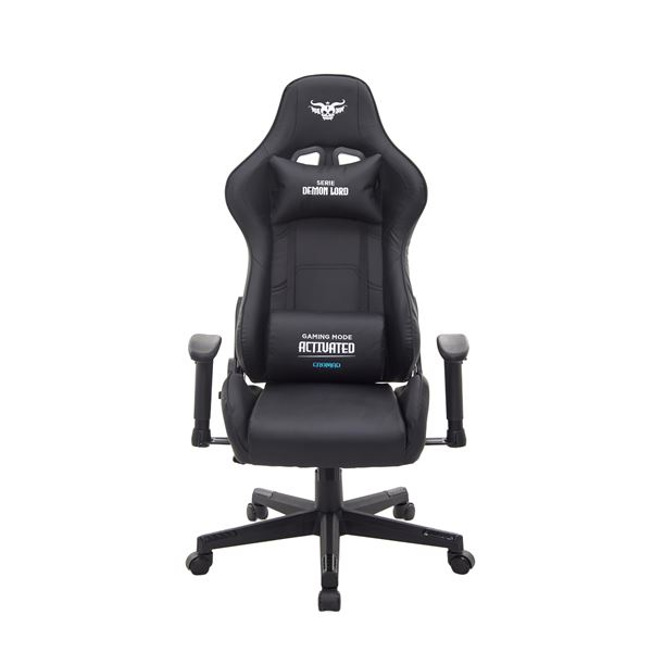 Cromad Serie Demon Lord Silla Gaming - Estructura Robusta - Piel Sintetica de Alta Calidad - Altura Regulable con Piston de Gas Clase 2 - Respaldo Reclinable - Cojin Lumbar y Cervical - Repo