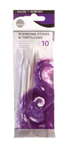 Daler Rowney Simply Pack de 12 Esfuminos - 4 Difuminos y 6 Esfuminos - Color Blanco