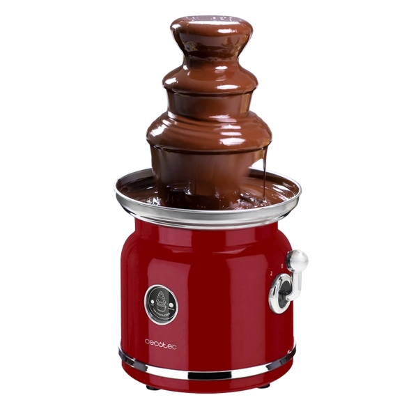 Cecotec Fun Chocolicious Fuente de Chocolate - 90W - Acero Inoxidable - Temperatura Constante - Estilo Retro - 3 Niveles de Cascada - Apto para Lavavajillas - Desmontable - 17.5x17.5x33cm -