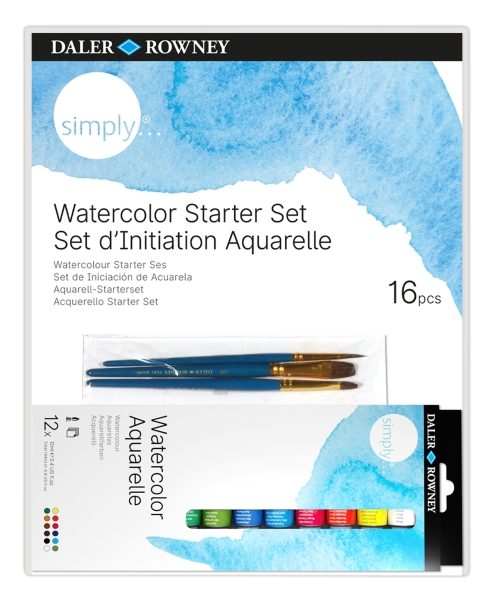 Daler Rowney Simply Pack de 16 Piezas - Acuarelas - Set de Iniciacion - Colores Surtidos
