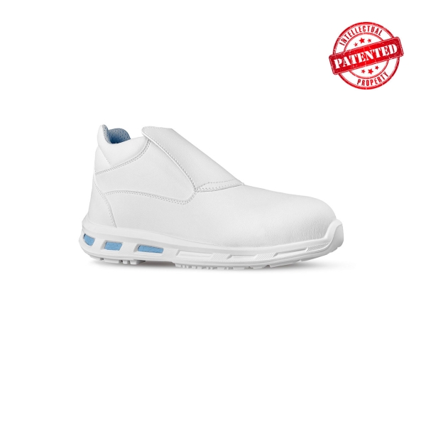 Upower Glace O Calzado de Seguridad Bajos - Talla 35 - Empeine New Safety Dry, Puntal de Composite, Antideslizante, Suela de Poliuretano, Proteccion S2 FO SR - Color Blanco