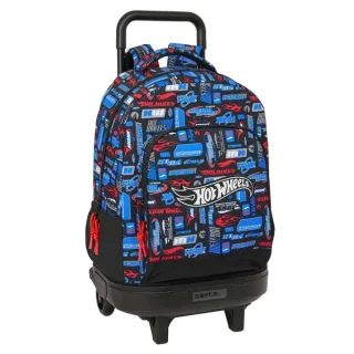Safta Hot Wheels Mochila con Carro - Extraible - Bolsillo Frontal - Portabotellas - Tirador Doble - Hombreras Acolchadas - Asa Acolchada - Tarjeta ID - Base Reforzada - 330x220x450mm - Color
