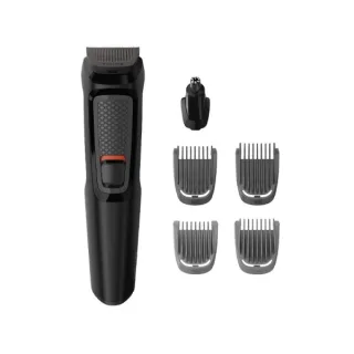 Philips Serie 3000 Recortadora de Barba Inalambrica - Incluye Accesorios - Recargable - Cuchillas Autoafilables de Acero - Incluye Peines Guia - Ergonomico - Color Negro