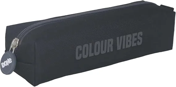 Dohe Colour Vibes Portatodo Cuadrado - Cierre con Cremallera y Tirador de Goma - Color Negro
