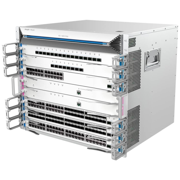 Ruijie RG-NBS7006 Chasis Switch para 9 Modulos - Montaje en Rack 9U - 2 Modulos de Ventilacion Equipados - Color Acero