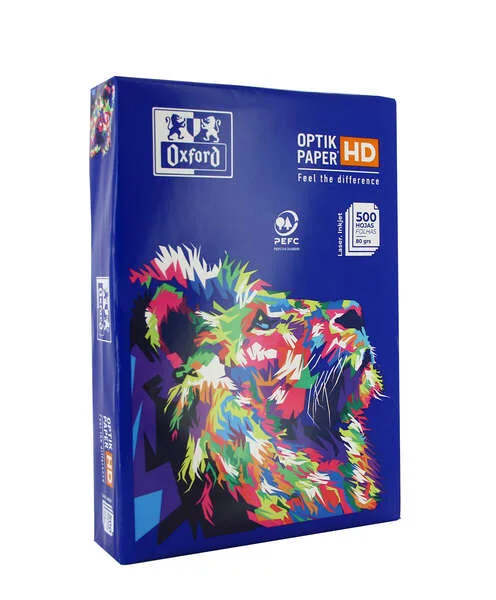 Oxford Optikpaper HD Paquete de 500 Hojas de Papel para Impresora A4 80gr - Compatible con Laser & Inkjet - Alta Calidad de Impresion - Color Blanco