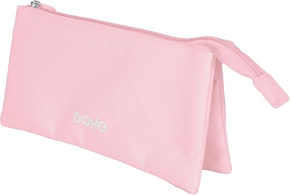 Dohe Serenity Portatodo Triple - Cierre Doble con Cremallera y Tirador de Goma - Color Rosa