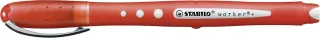Stabilo Worker+ Colorful Boligrafo de Tinta Liquida - Trazo 0.5mm - Escritura Suave y Precisa - Cuerpo Entero de Caucho - Color Rojo · Pack de 10 uds.