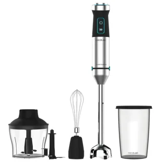 Cecotec Power TitanBlack 1500 XL CreamandCrush Batidora de Mano - 1500W - Cuchillas de Titanio - Campana Antisalpicaduras - Velocidad Ajustable - Funcion Turbo - Incluye Accesorios - Color N