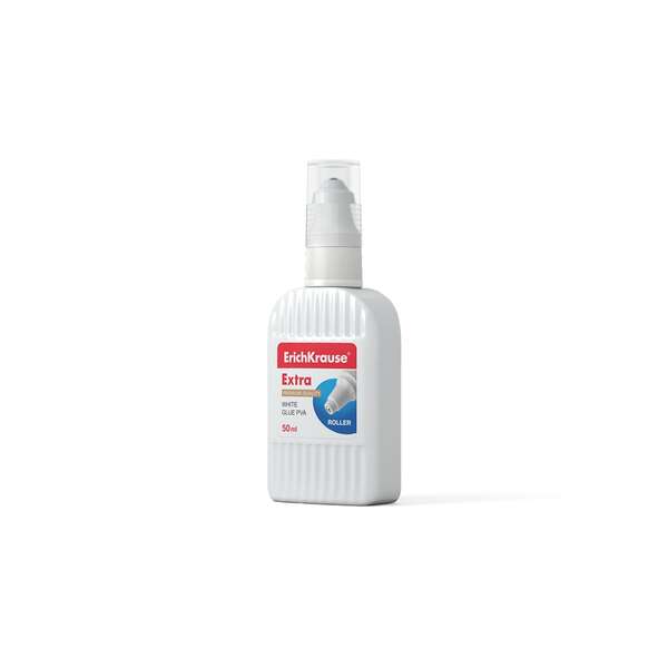 Erichkrause Cola Blanca PVA Roller 50ml - Alta Capacidad Adhesiva - Aplicador de Rodillo - No Toxico - Resistente al Frio - Color Blanco · Pack de 12 uds.