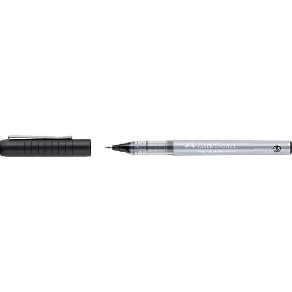 Faber-Castell Roller Free Ink Boligrafo de Tinta Liquida - Punta Conica 0,5mm - Ancho de Linea Extrafino - Clip de Metal - Color Negro