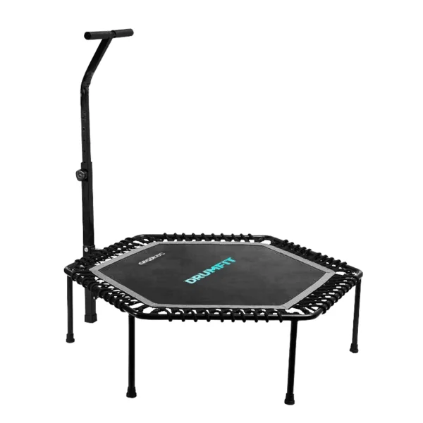 Cecotec Drumfit Jump 1270 Trampolin de Fitness de 127cm - Soporta hasta 100kg - Incluye Accesorios - Plegable - Base con 7 Patas - Manillar Regulable - Color Negro