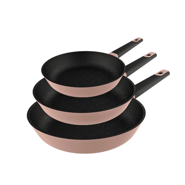 Cecotec Polka Experience Gravity Pack de 3 Sartenes de 18, 22 y 26cm - Aluminio Fundido - Teflon Antiadherente - Apto Lavavajillas - Compatible con Induccion - Fondo de 5mm de Espesor - Colo