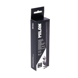 Milan Pack de 4 Barritas de Carboncillo - Natural - Rectangular 15x7mm - Color Negro