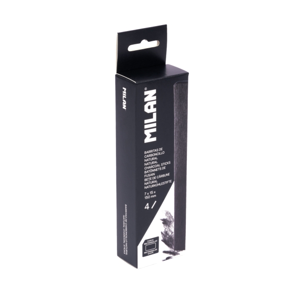 Milan Pack de 4 Barritas de Carboncillo - Natural - Rectangular 15x7mm - Color Negro