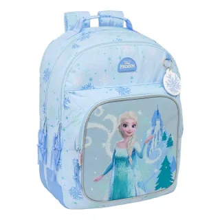 Safta Frozen Mochila - Adaptable a Carro - Bolsillo Frontal - Portabotellas - Cremallera con Doble Tirador - Asa de Mano - Hombreras y Espalda Acolchada - 32x42x15cm - Color Azul Pastel