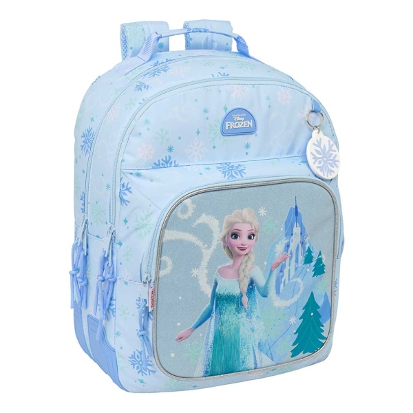 Safta Frozen Mochila - Adaptable a Carro - Bolsillo Frontal - Portabotellas - Cremallera con Doble Tirador - Asa de Mano - Hombreras y Espalda Acolchada - 32x42x15cm - Color Azul Pastel