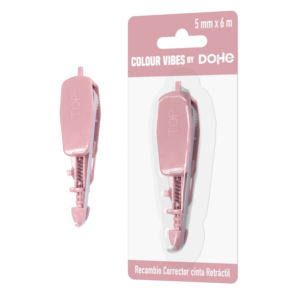 Dohe Colour Vibes Recambio de Cinta Correctora - 5mm x 6m - Retractil - Color Rosa · Pack de 10 uds.
