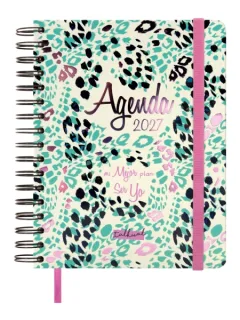 Finocam Talkual Plan Agenda - Anual 2027 - Semana Vista Horizontal - 155x217mm - Espiral Doble - Tapa Dura - Goma Elastica - Papel de 90g/m2 - Cinta Punto - Notas Adhesivas Surtidas - Multic