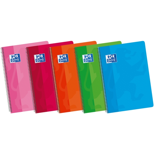 Oxford School Classic Fº Cuaderno Espiral Tapa Blanda - 1 Linea con Margen - 80 Hojas - Colores Surtidos · Pack de 5 uds.