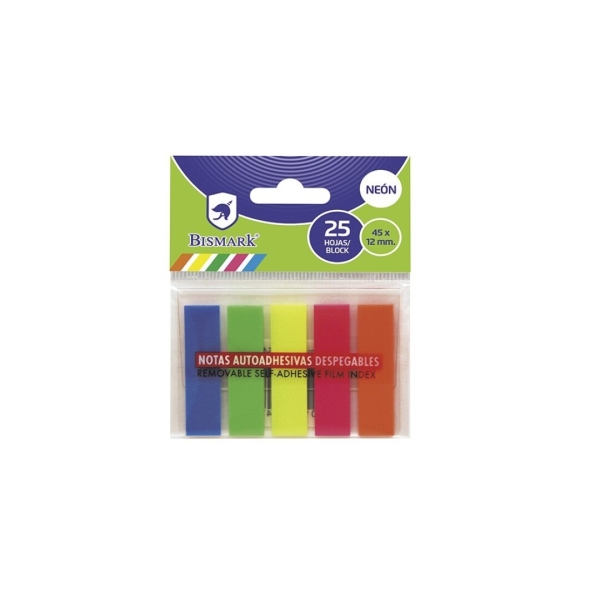Bismark Pack de 125 Indices Adhesivos 45mm x 12mm - Colores Neon Surtidos