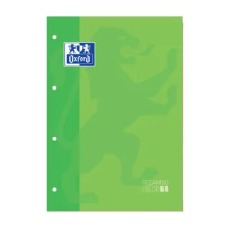 Oxford School Classic Recambio Encolado A4 80 Hojas Cuadricula 5x5 - Recuadro del Color de la Tapa - Tapa Color Verde · Pack de 5 uds.
