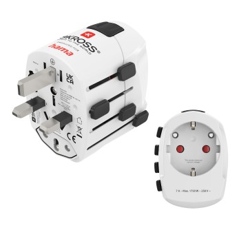 Hama World Travel Pro Adaptador Universal de Viaje - Mas de 150 Paises - 250V, 7A - Color Blanco