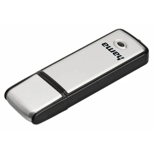 Hama Fancy Memoria Pendrive USB 2.0 con Tapa - 16GB de Capacidad - 10Mb/s de Transferencia - Aluminio Cepillado - 20x68x8mm - Color Negro y Plata