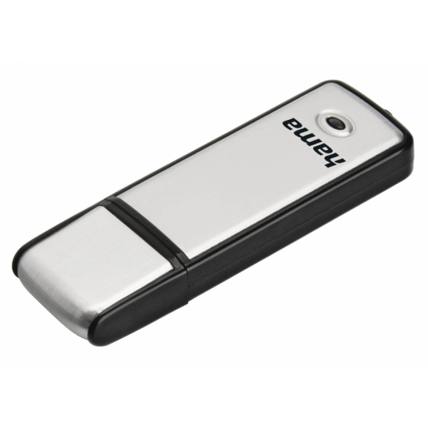 Hama Fancy Memoria Pendrive USB 2.0 con Tapa - 16GB de Capacidad - 10Mb/s de Transferencia - Aluminio Cepillado - 20x68x8mm - Color Negro y Plata
