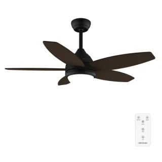Cecotec EnergySilence Aero 4200 BlackandDarkWood Ventilador de Techo con 5 Aspas de Madera y Luz - 53W - Diametro de 42" - 3 Tonos LED - Temporizador - 3 Velocidades - Modo Invierno - Color