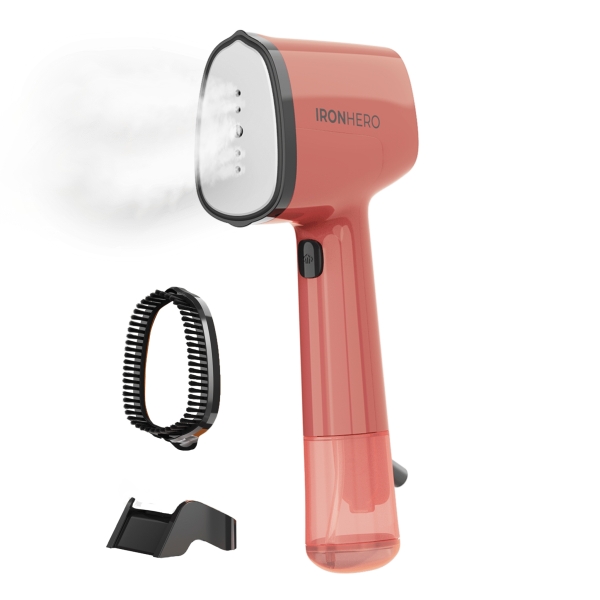 Cecotec IronHero V-1500 Essential Plancha de Vapor Vertical - 1500W - Vapor Continuo 25g/min - Suela Ceramica - Cepillo Quitapelusas - Sistema Autoapagado - 2 Modos - Color Rojo
