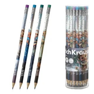 ErichKrause Magic Pet Lapiz de Grafito con Goma de Borrar - Mina HB - Cuerpo Redondo - Plastico - Colores Surtidos · Pack de 42 uds.