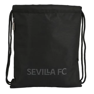 Safta Sevilla FC Teen Saco Plano - Bolsillo con Cremallera - Cierre con Cordones - 5L - Ligero y Compacto - 350x10x400mm - Color Negro