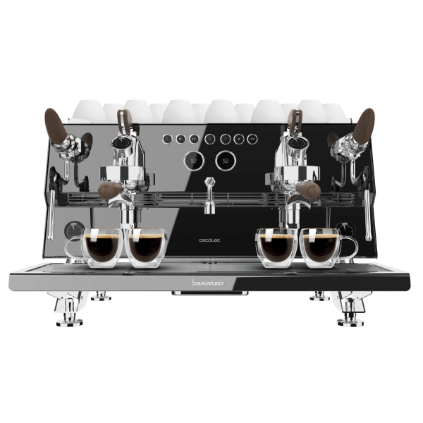Cecotec Baristeo Gastro Dark Cafetera Espresso Profesional Doble - 3150W - Calientatazas - Presion 9bar - Temperatura Regulable - Vaporizador - Portafiltro Profesional 58mm - Color Gris Oscu