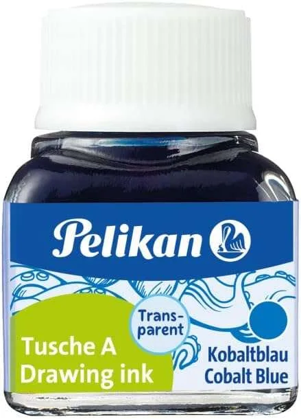Pelikan Tinta China 523 10ml N.8 - 10ml - Ideal para Dibujo y Caligrafia - Resistente al Agua - Color Azul Cobalto