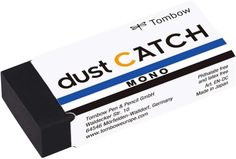 Tombow Mono Dust Catch Goma de Borrar - 19g - Mezcla Viscosa de Polimeros - Evita Residuos en el Papel - Funda de Papel - PVC Libre de Ftalatos y Latex - Color Negro · Pack de 20 uds.