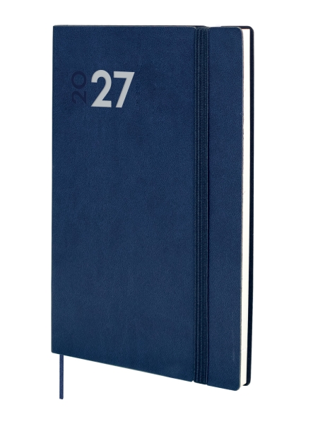 Finocam Dynamic Mara Agenda Profesional en Catalan - Anual 2027 - Semana Vista Vertical - 165x240mm - Goma Elastica - Tapa Blanda de PU - Esquinas Microperforadas - Papel de 80g/m2 - Color Azul